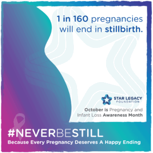 October 15th Pregnancy and Infant Loss Awareness Month Stillbirth 1in160 Graphic