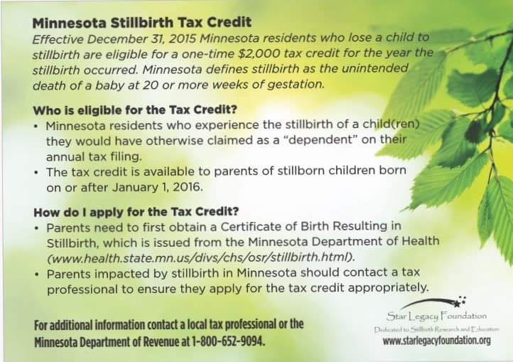 Minnesota Stillbirth Tax Credit Information - A project of the Minnesota Chapter